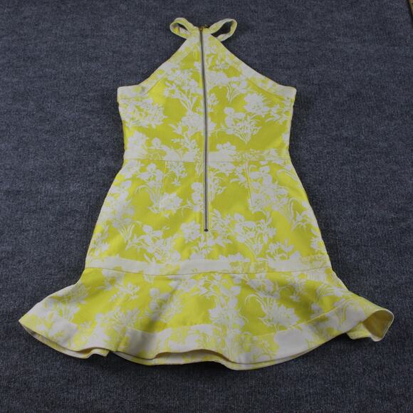 Alexis Dress Medium Alexis Solana Citrus Floral Mini Yellow Jacquard Halter Sexy - Picture 7 of 15